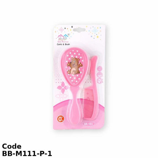 Grooming Kit Bb-M111-P Baby Brush And Comb Set - High-Quality Materials - Pink Color