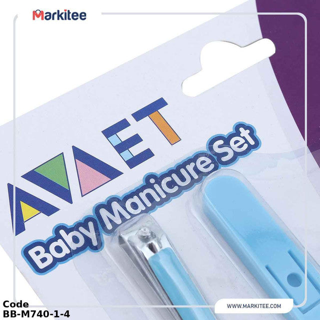 Grooming Kit Bb-M740-1 Babies Manicure Set From Avaet With A Scissor, Nail Clipper, Hair Brush And Comb - 6 Pieces- Blue