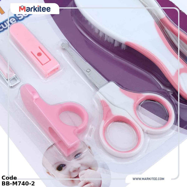 Grooming Kit Bb-M740 Babies Manicure Set From Avaet With A Scissor, Nail Clipper, Hair Brush And Comb - 6 Pieces- Pink