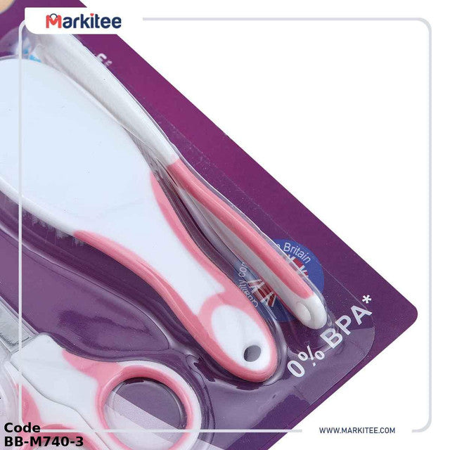 Grooming Kit Bb-M740 Babies Manicure Set From Avaet With A Scissor, Nail Clipper, Hair Brush And Comb - 6 Pieces- Pink