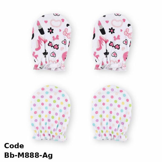 Gloves Bb-M888-Ag High Quality Cotton With Stylish Graphics Multicolor For Newborn Girls