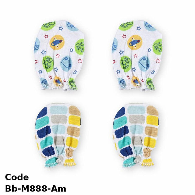 Gloves Bb-M888-Am High Quality Cotton With Stylish Graphics Multicolor For Newborn Boys