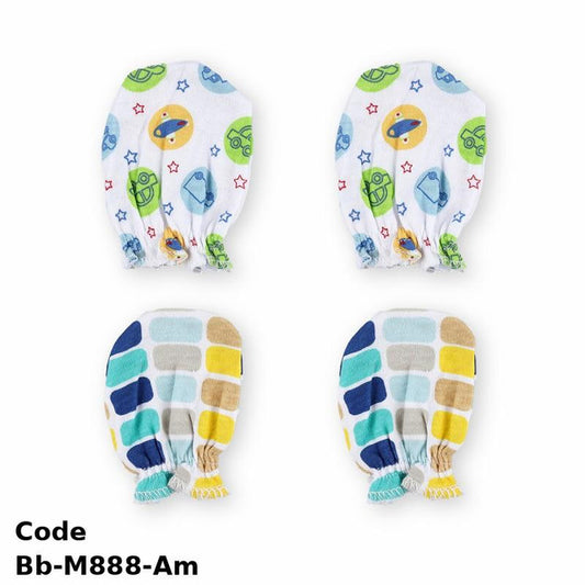 Gloves Bb-M888-Am High Quality Cotton With Stylish Graphics Multicolor For Newborn Boys