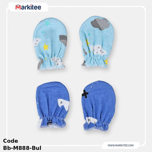 Mittens Bb-M888-Bul Pack Of 2 Cotton Multicolor For Newborn Boys