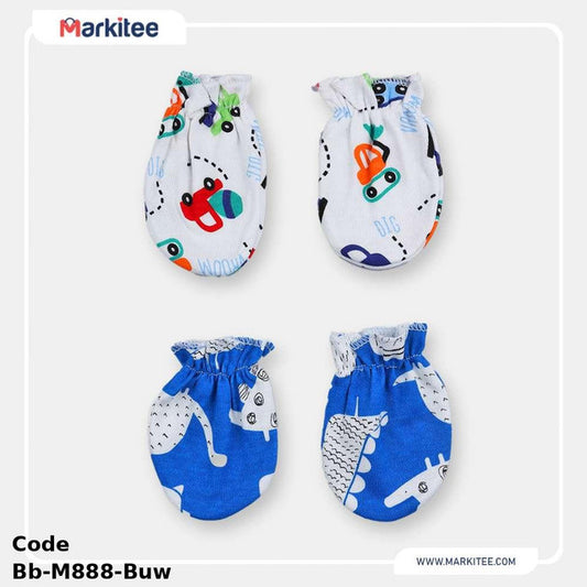 Mittens Bb-M888-Buw Pack Of 2 Cotton Multicolor For Newborn Boys