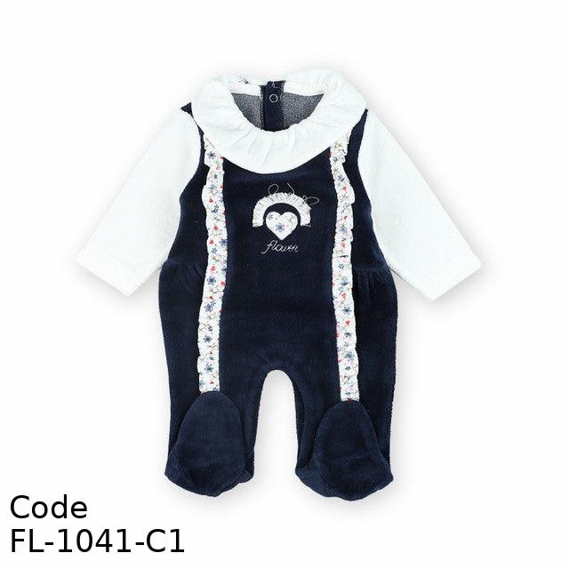 Bodysuit Fl-1041-C Winter Velvet For Girls Navy Blue