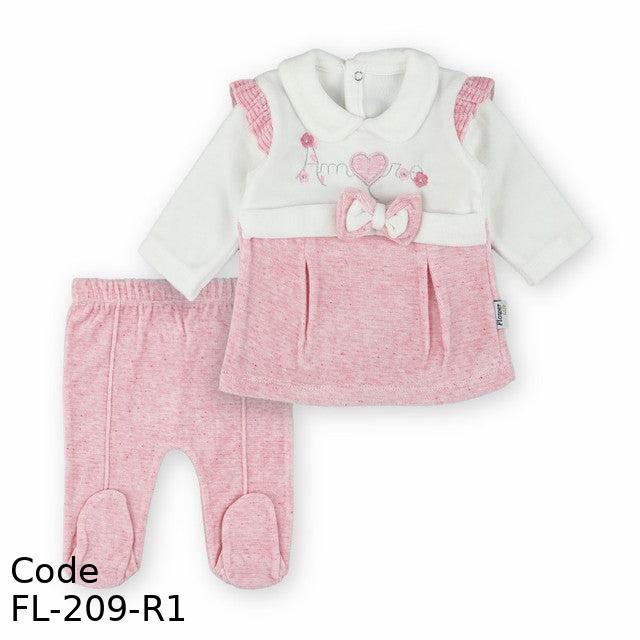 Outfit Set Fl-209-R Velvet (Velour) For Girls Pink & White