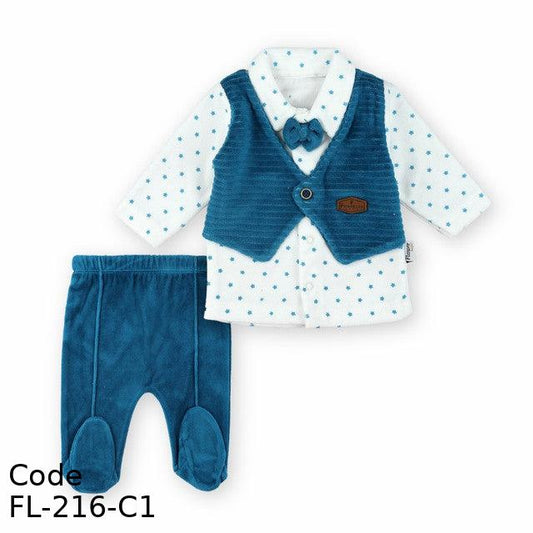 Outfit Set Fl-216-C Velvet (Velour ) Set Winter For Boys Turqoise