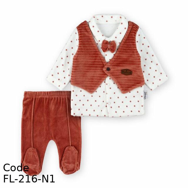 Outfit Set Fl-216-N Velvet (Velour ) Set Winter For Boys Brown