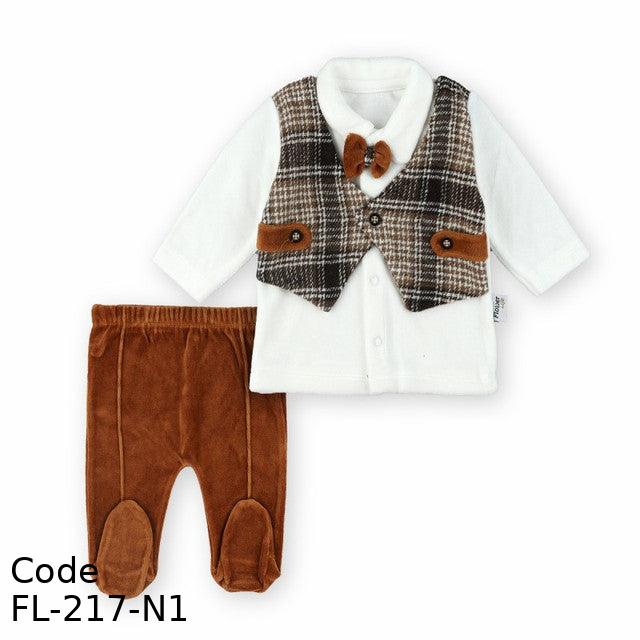 Outfit Set Fl-217-N Velvet (Velour ) Set Winter For Boys Brown