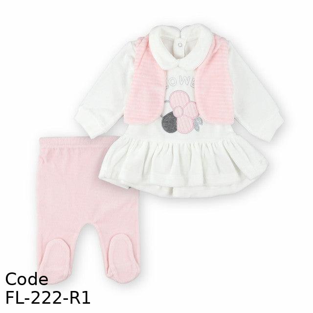 Outfit Set Fl-222-R Velvet (Velour) For Girls Pink & White