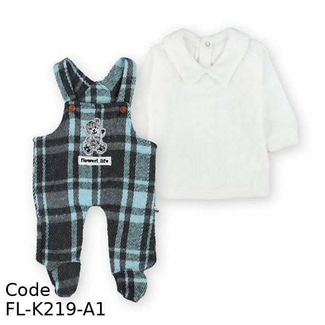 Bodysuit Fl-K219-A Winter 2 Pieces Checkered Pattern For Boys Blue