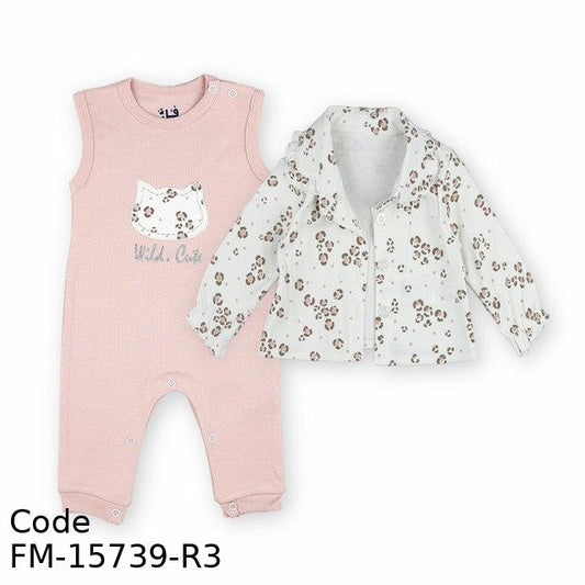 Bodysuit Fm-15739-R3 Autumn With Bolero For Girls Pink