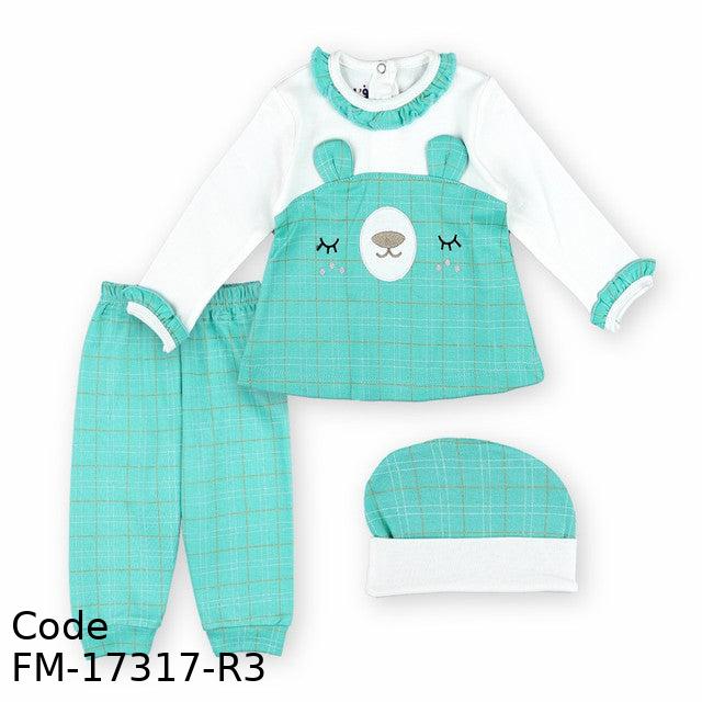 Pajama Fm-17317-R Autumn With Hat For Girls Turqoise