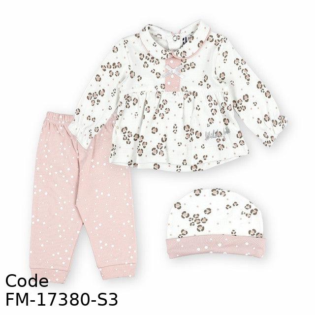 Pajama Fm-17380-S Autumn With Hat For Girls Pink & White