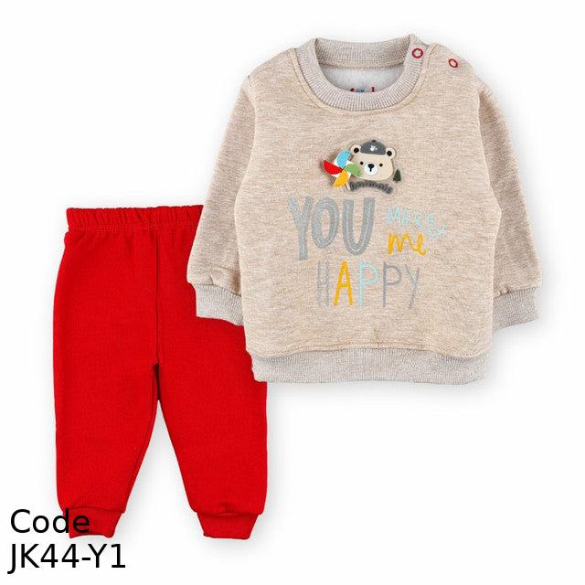 Pajama JK44-Y Melton Cotton Winter Beige and Red For Boys