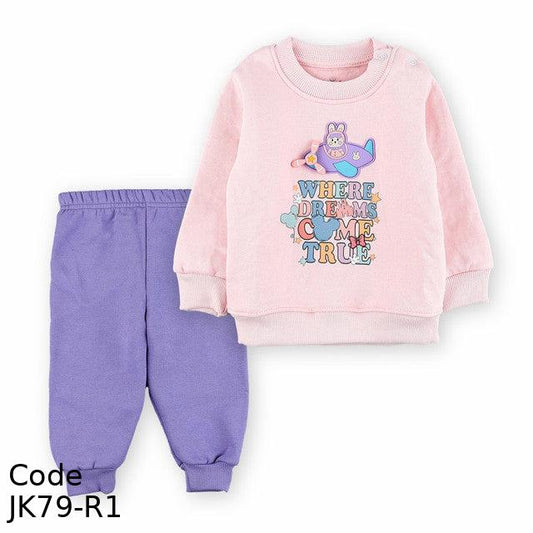 Pajama JK79-R Melton Cotton Winter Rose and Purple For Girls