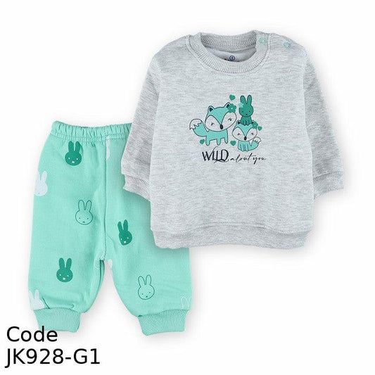 Pajama Jk928-G Winter Melton Cotton For Boys Grey