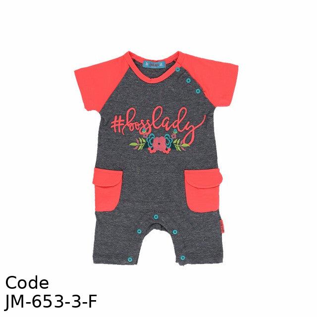 Bodysuit Jm-653 Summer Short Sleeve For Girls Grey & Red