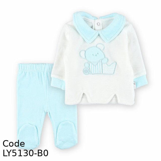 Pajama LY5130-B Velvet (Velour ) Winter Set White and Blue For Boys