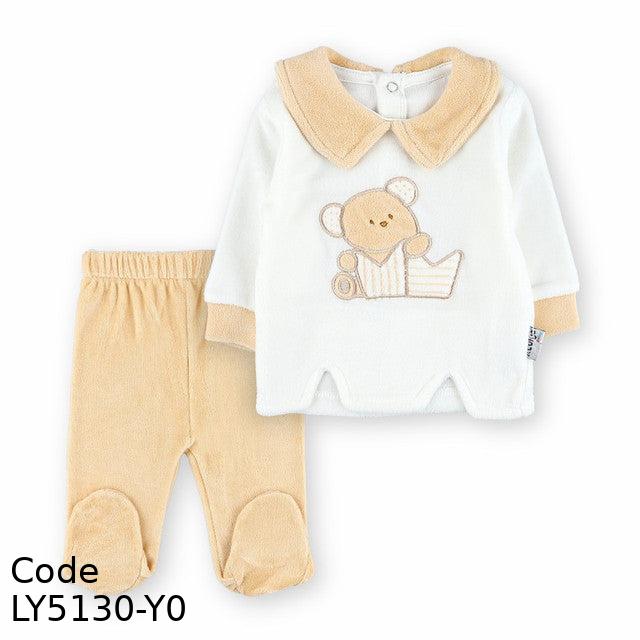 Pajama LY5130-Y Velvet (Velour ) Winter Set White and Yellow For Boys