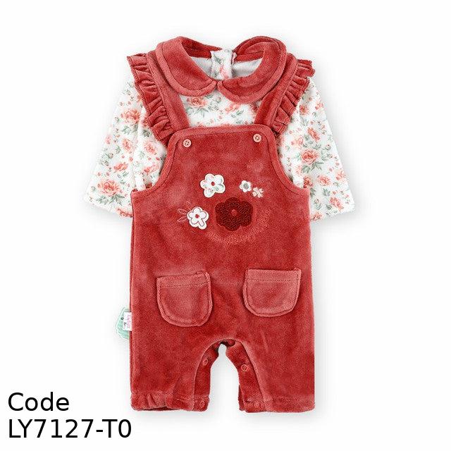 Bodysuit LY7127-T Velvet (Velour ) Winter Set Red For Girls