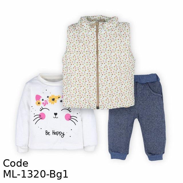 Outfit Set Ml-1320-Bg1 Jacket, Tshirt And Pant For Girls Multicolor