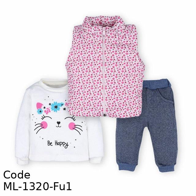 Outfit Set Ml-1320-Fu1 Jacket, Tshirt And Pant For Girls Multicolor