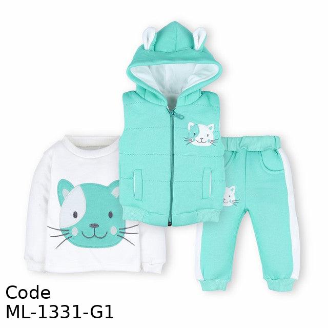 Outfit Set Ml-1331-G1 Jacket, Tshirt And Pant For Girls Mint Green