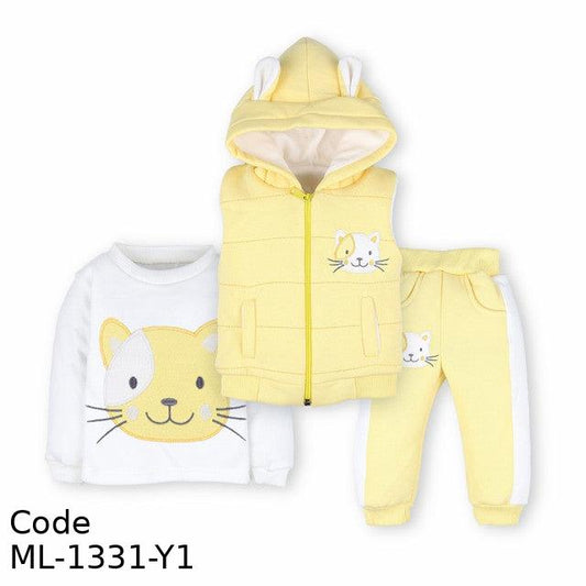 Outfit Set Ml-1331-Y1 Jacket, Tshirt And Pant For Girls Yellow