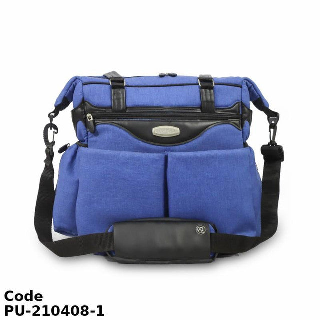 Diaper Bag PU-210408 premium linen water resistance Blue 40x38x20 cm