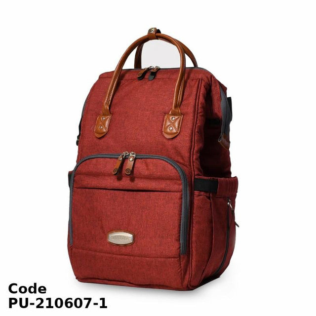 Diaper Bag PU-210607 premium Max with diaper mat Dark Red 47x33x20 cm