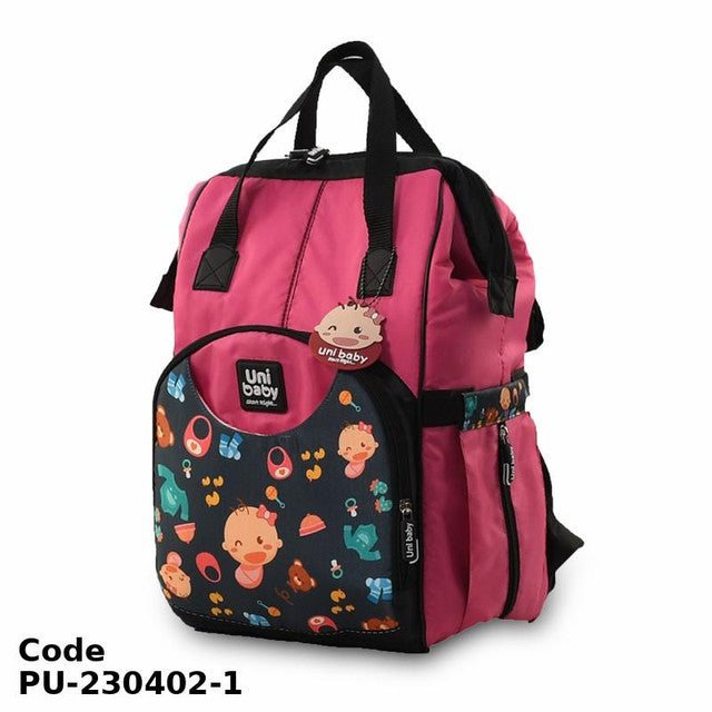 Diaper Bag PU-230402 all onboard fuchsia and Gray 38X25X20 cm