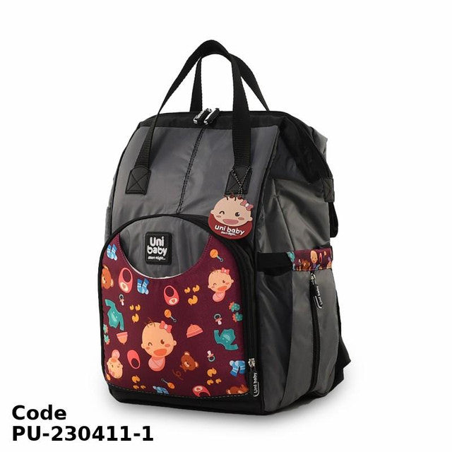 Diaper Bag PU-230411 all onboard Gray and dark red 38X25X20 cm