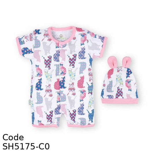 Bodysuit Sh5175-C Summer With Hat For Girls Rose