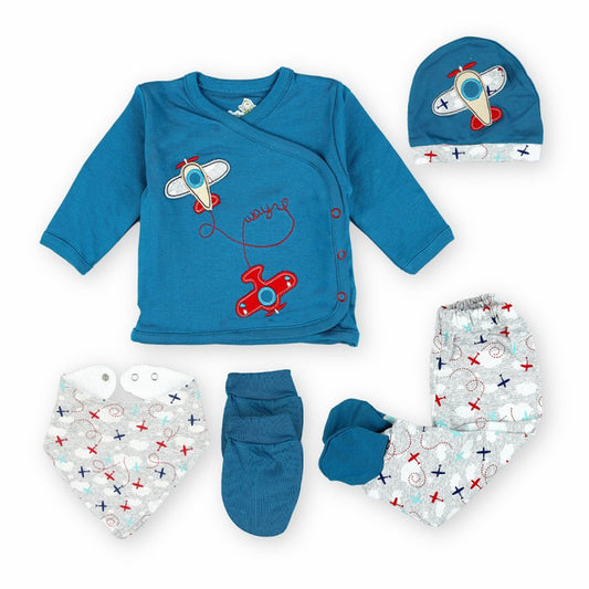 Baby Shoora SH5237-B Newborn Cotton Set 5 pieces ( Baby shower set ) ( Hospital kit) for Boys