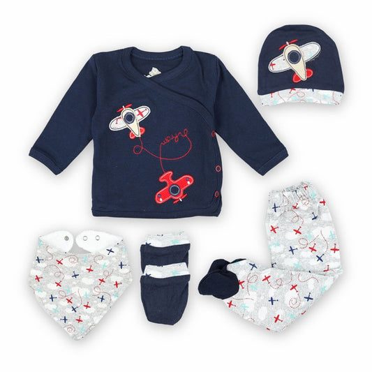 Baby Shoora SH5237-C Newborn Cotton Set 5 pieces ( Baby shower set ) ( Hospital kit) for Boys