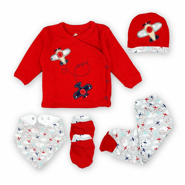 Baby Shoora SH5237-R Newborn Cotton Set 5 pieces ( Baby shower set ) ( Hospital kit) for Boys