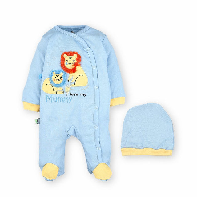 Baby Shoora SH5244-B Autumn Bodysuit Romper with hat Blue