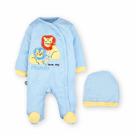 Baby Shoora SH5244-B Autumn Bodysuit Romper with hat Blue