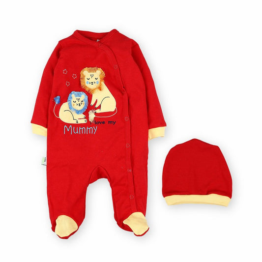 Baby Shoora SH5244-R Autumn Bodysuit Romper with hat Red