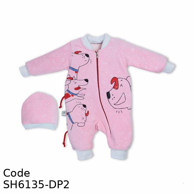 Bodysuit Sh6135-Dp2 Winter With Hood For Girls Pink