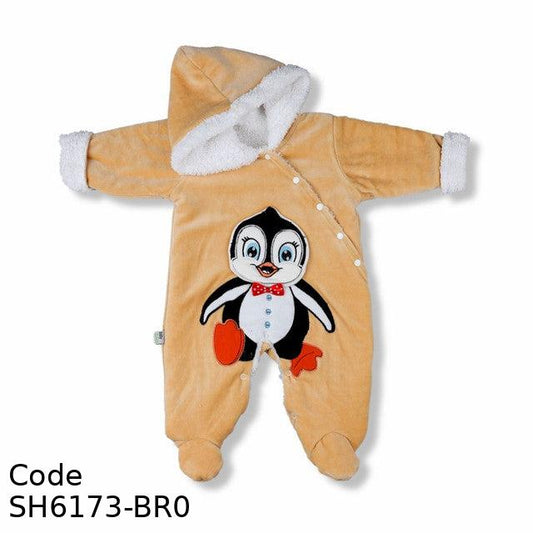 Bodysuit Sh6173-Br Velvet (Velour ) With Hood Winter For Boys Brown