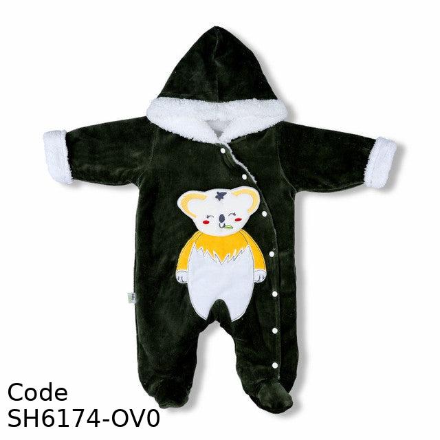 Bodysuit Sh6174-Ov Fur With Hood Winter For Boys Olive Green