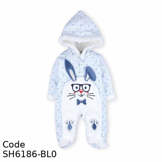 Bodysuit Sh6186-Bl Velvet (Velour ) With Hood Winter For Boys Blue