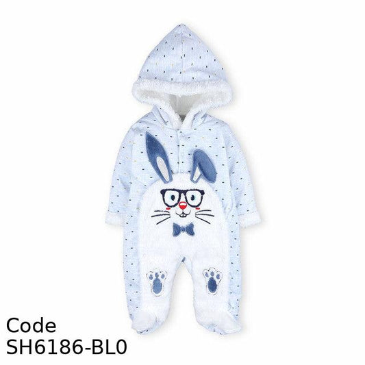 Bodysuit Sh6186-Bl Velvet (Velour ) With Hood Winter For Boys Blue