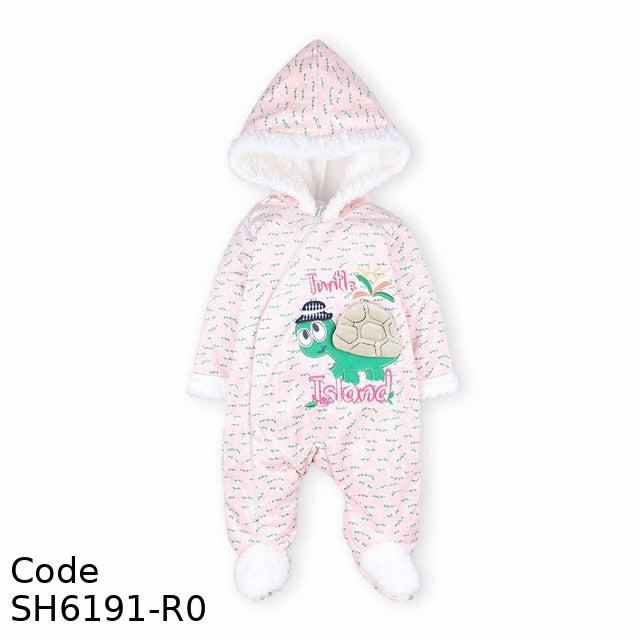 Bodysuit Sh6191-R Winter Velvet ( Velour) With Hood For Girls Rose