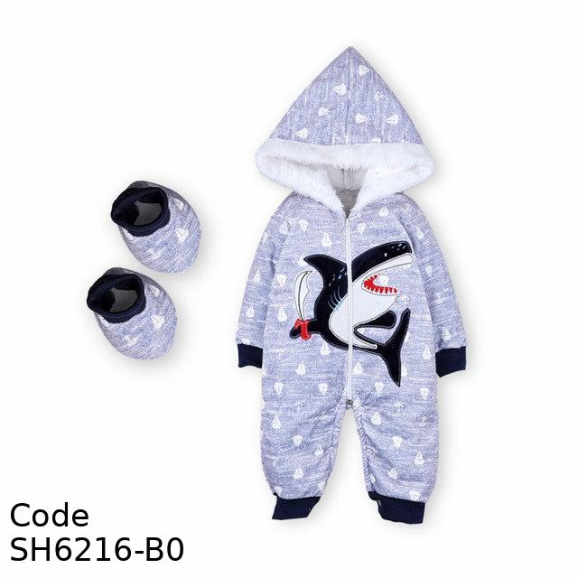 Bodysuit Sh6216-B Winter With Lined Socks For Boys Light Blue