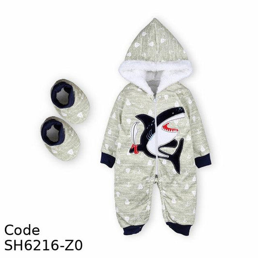 Bodysuit Sh6216-Z Winter With Lined Socks For Boys Dark Green