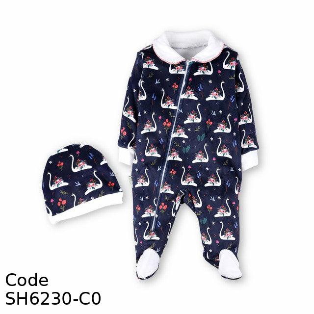 Bodysuit Sh6230-C Winter With Hat For Girls Navy